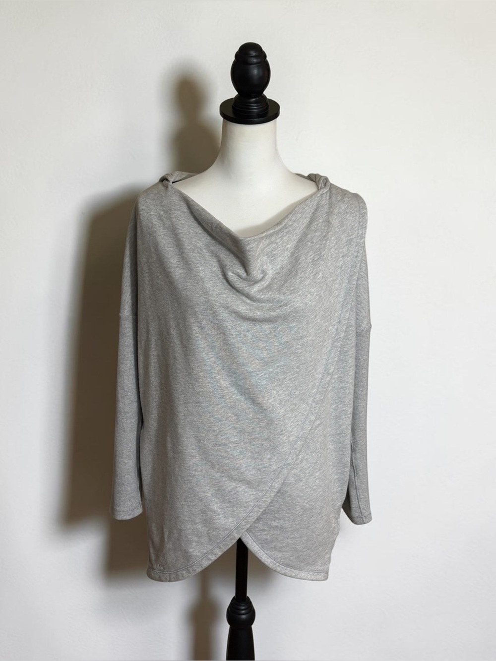 Lauren Ralph Lauren Gray Crossover Draped Knit Hoodie Size S